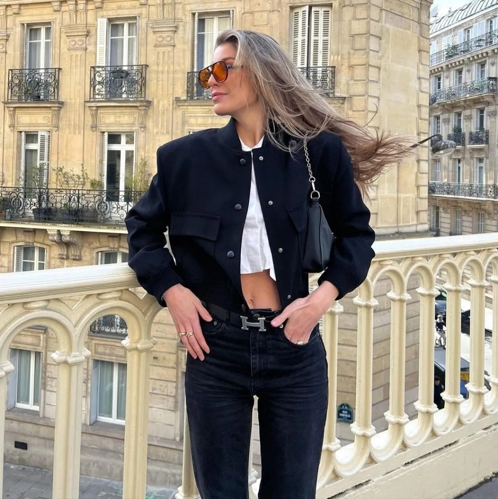 ZARA CROP MAXI POCKET BOMBER SIZE XS